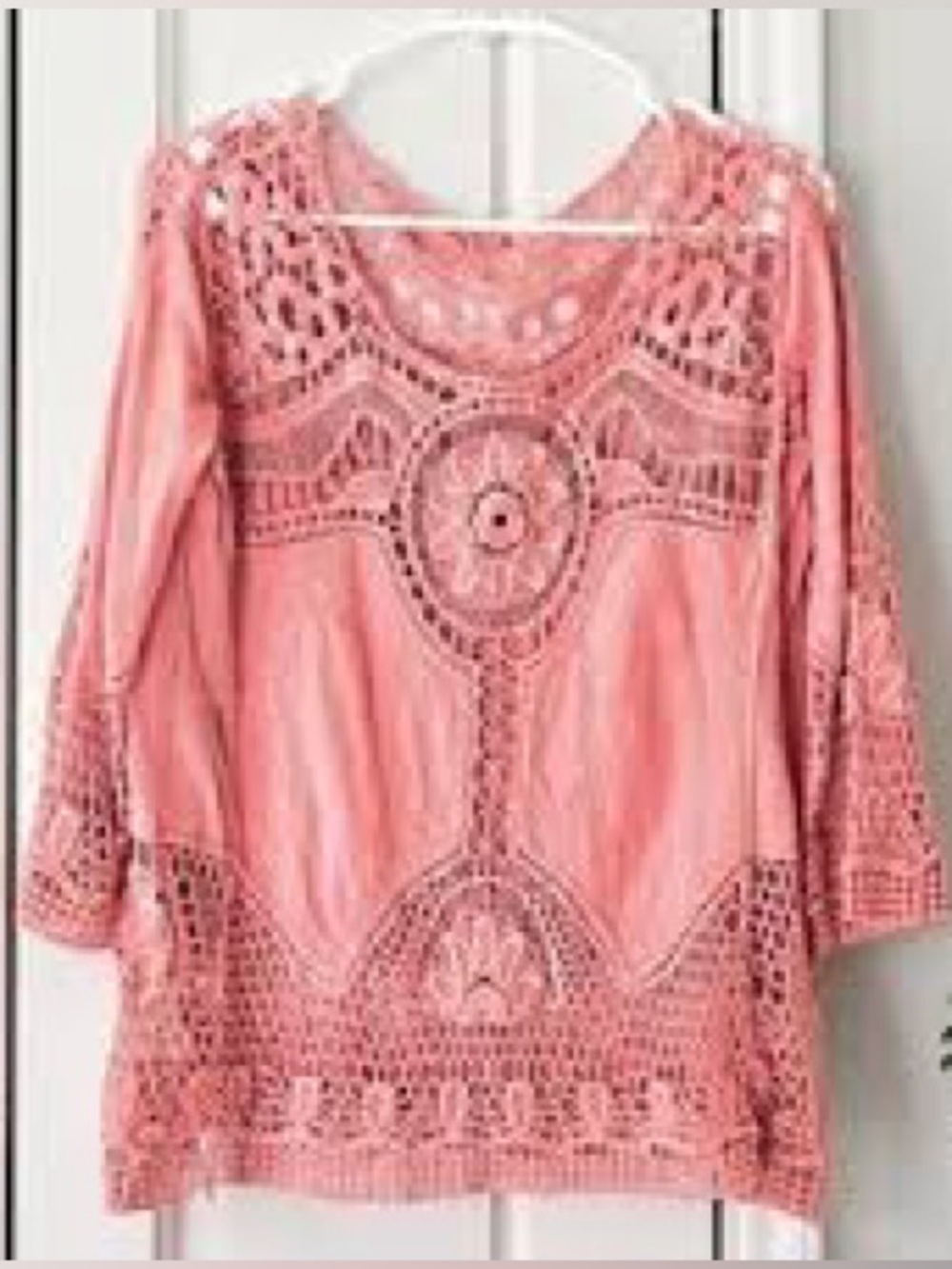 NEW! Jodifl Intricate Pink Boho-Style Crochet Tunic Boutique Top